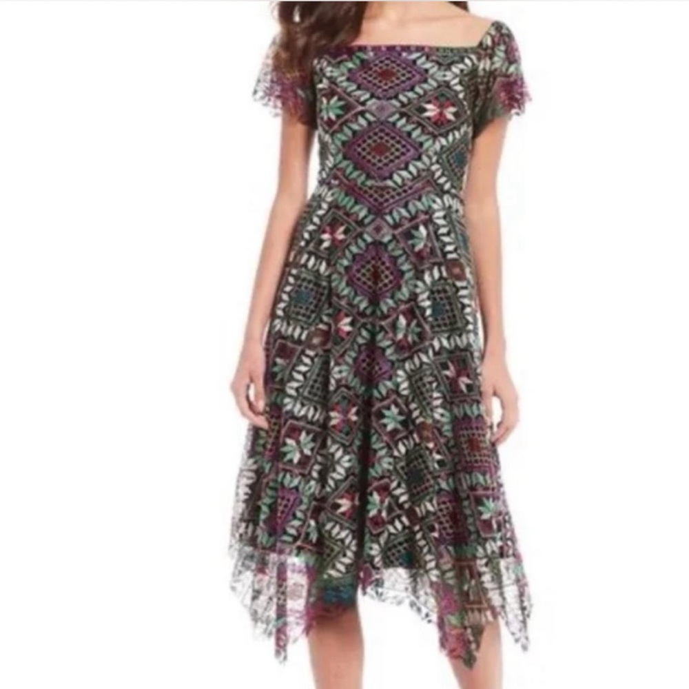 Embroidered Off-Shoulder Midi Dress